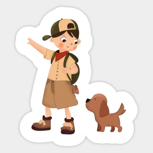 The Boy and His Faithful Canine Companion Sticker